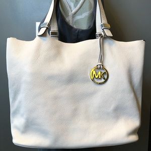 Bone-color all leather Michael Kors tote $75